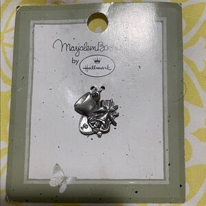 Hallmark Marjolein Bastin RARE 1999 Pewter Rose and Teacup Charm Pendant NWT
